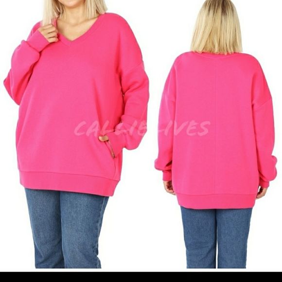 Sold @karabiel123 Stasia Plus Size 2x18-20 Pullover front pocket Pink Sweatshirt - Picture 3 of 10
